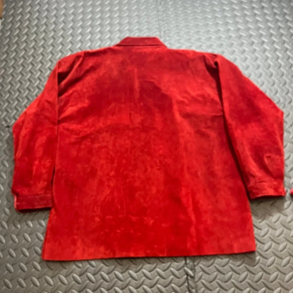 Vintage DA‎ CAVANNA Red Suede Leather Button Up Shirt Jacket Women's Size L